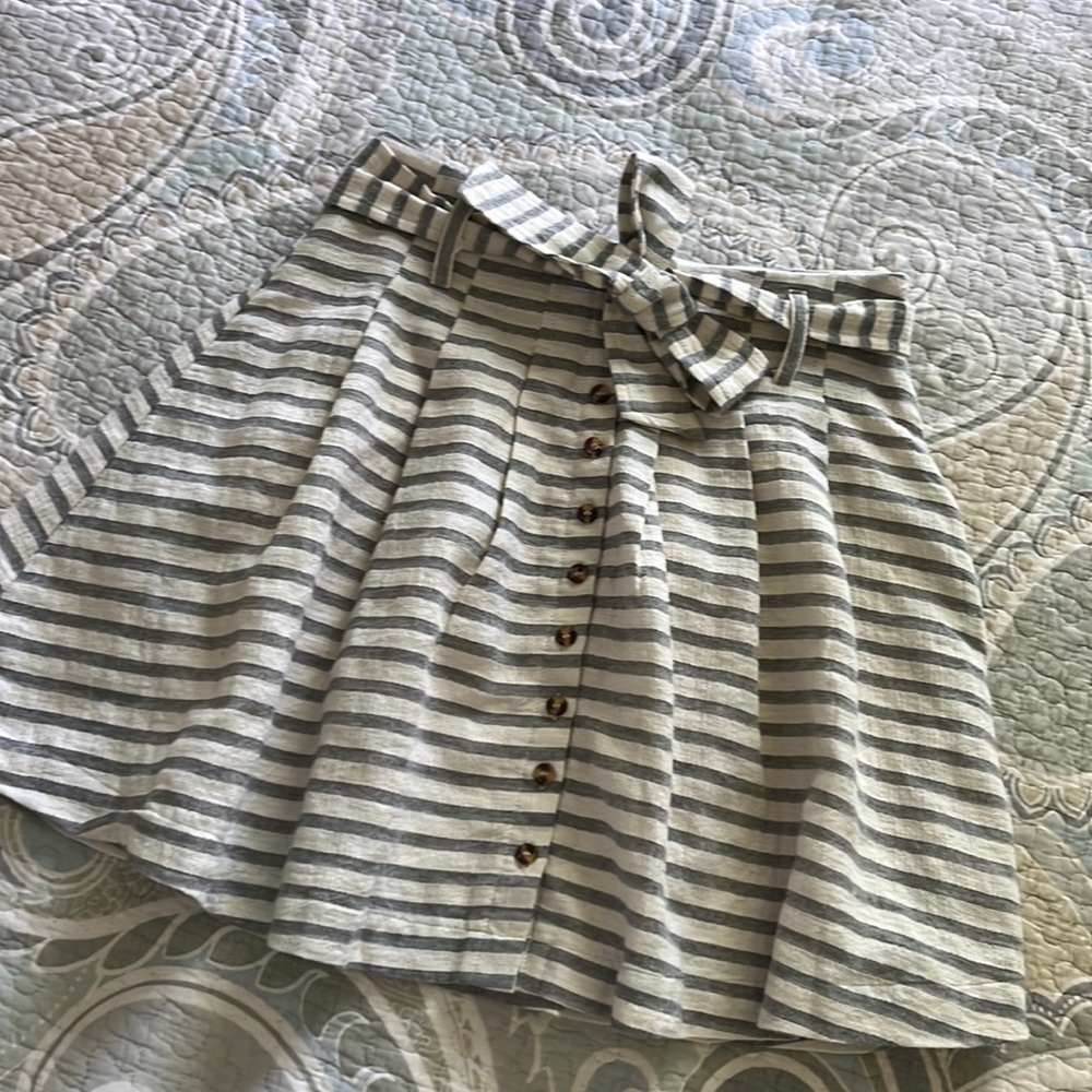 5/$20💜 Blue Rain Striped Button Up Skirt